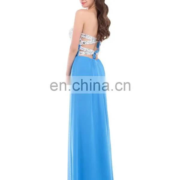 2015 Grace Karin Stocks Sleeveless Beads Sexy Backless Chiffon Prom Dress Pink CL3424-2# photo-4