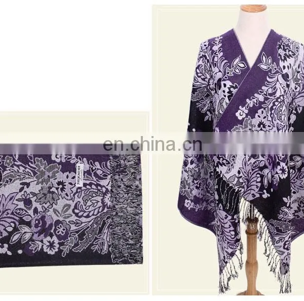 Wholesale Jacquard Vintage Pattern Bright Colored Shawl& Wrap photo-5