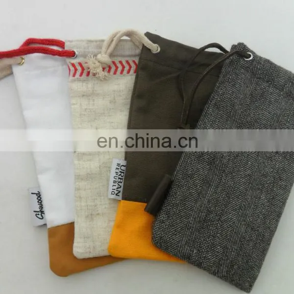 Custom Gray Print Cotton Drawstring Sunglasses Bag Goggles Pouches photo-5