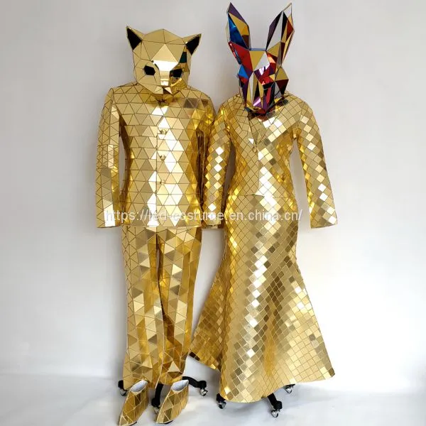 Golden Silver Colorful Disco Ball Mirror Man Dress Suit Costume for Stage Performance photo-5