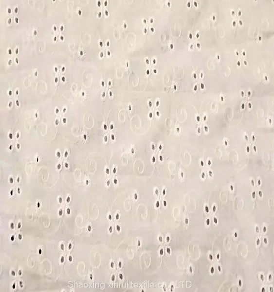Embroidery White Lace Cotton Embroidered Fabric photo-2