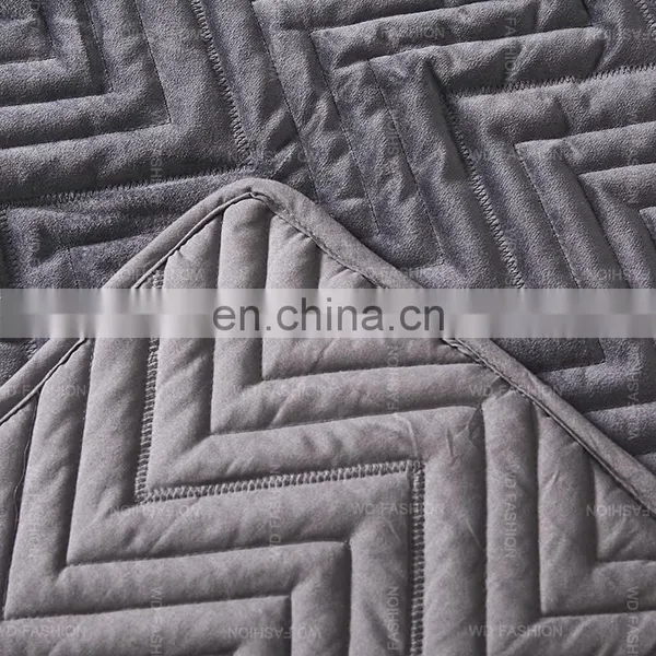 Hotel Bedding King Luxury Coverlet Comforter Set Yarn Dyed Grey Euro Sham Velvet Bedding photo-7