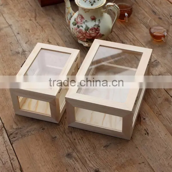 Custom Glass and Hinged Lid Pine Wood Storage Boxes Quality Choice photo-3