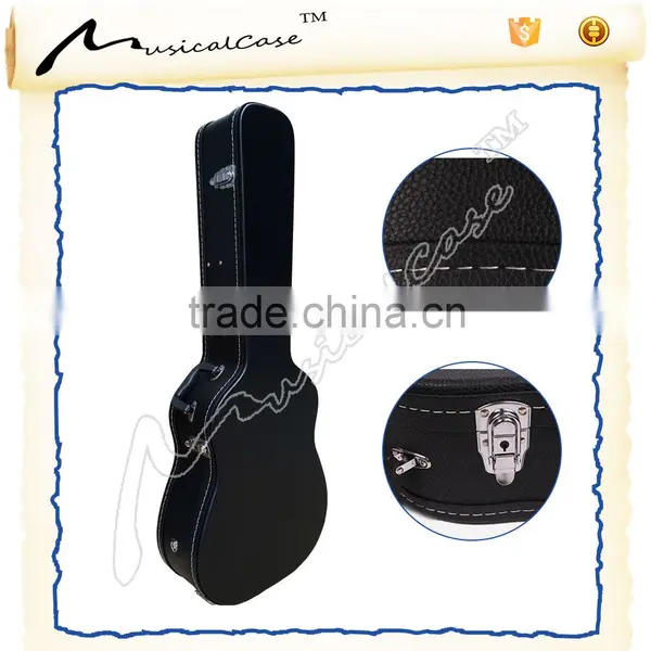 Soft Foam Interior Wood Guitar Case, Wood Leather Case