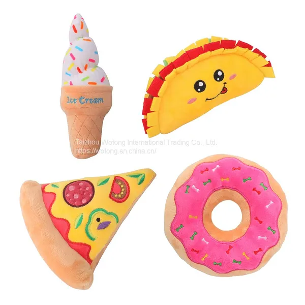 Custom Cute Plush Food Series Taco Soft Durable Chew Resistance Squeaky Pet Plush Dog Toy photo-4