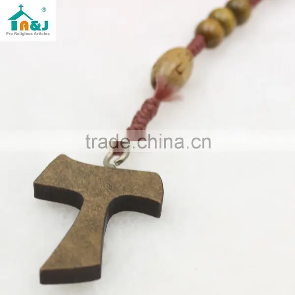Wholesale Religious Wood Beads Cord Rosary photo-4