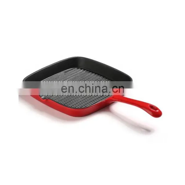 Customized Cast Iron Enamel Steak Skillet Grill Pan photo-4