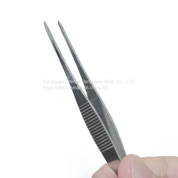 Industrial Tweezers Swiss High Elastic Antimagnetic Acid Proof Stainless Steel Curved Point Precision 10cm Tweezers photo-5