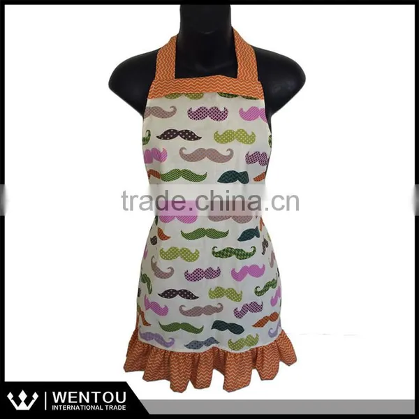 Colorful Circles And Blue Ruffled Chevron Apron photo-4