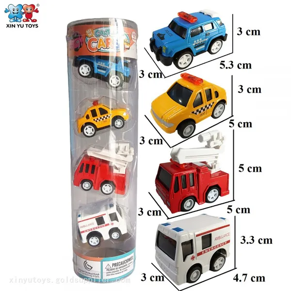 XINYU 1:64 Diecast Car Fire Fighting Taxi Bus Children Cars Toy Pullback photo-4