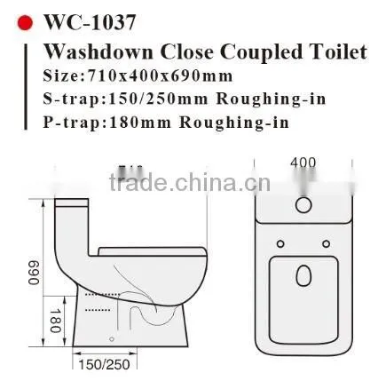 WC-1037 One-Piece Toilet With Geberit or R&T Flush Valve & Soft Closing Cover Ramp Down, Water Closet Toilet Bowl photo-2