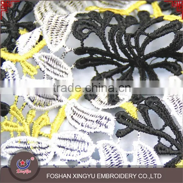 OEM Beauty Fashion Black Flower Water Soluble Embroidery Good Quality Lace Fabric photo-2