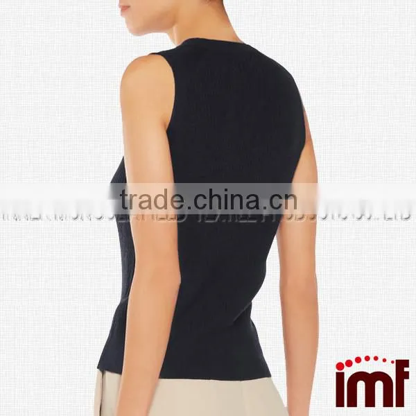 Ribbed Cashmere Vest,Sleeveless Cashmere Sweater photo-4