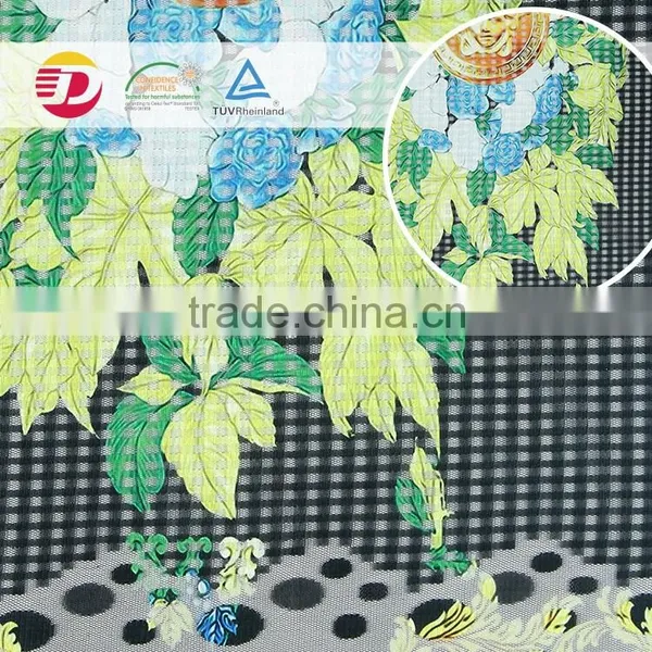 Top Quality Green Plant 100% Polyester Print Lace Fabric for Curtain photo-2