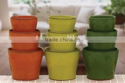 Set of 3 Terracotta Solid Color Flower Pot!