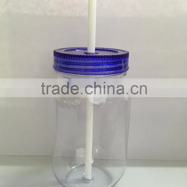 Plastic High Quality Mason Jar for Children With Straw photo-3