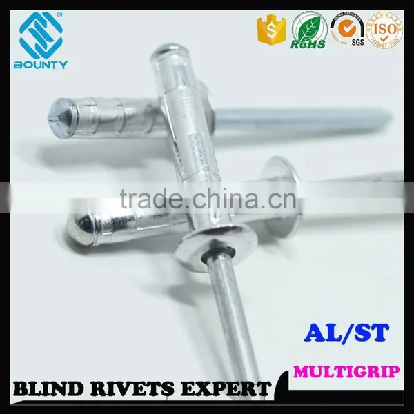HIGH QUALITY FACTORY DOME HEAD ALU/ST MULTI GRIP BLIND POP RIVETS photo-6