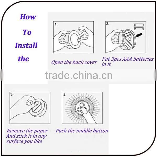 Portable Design Can Install in Car Cheap 3LED Touch Lamp With Paper Glue photo-5