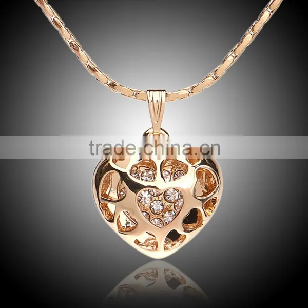 Fashion Gold Rosary Filled Heart Necklace Jewelry