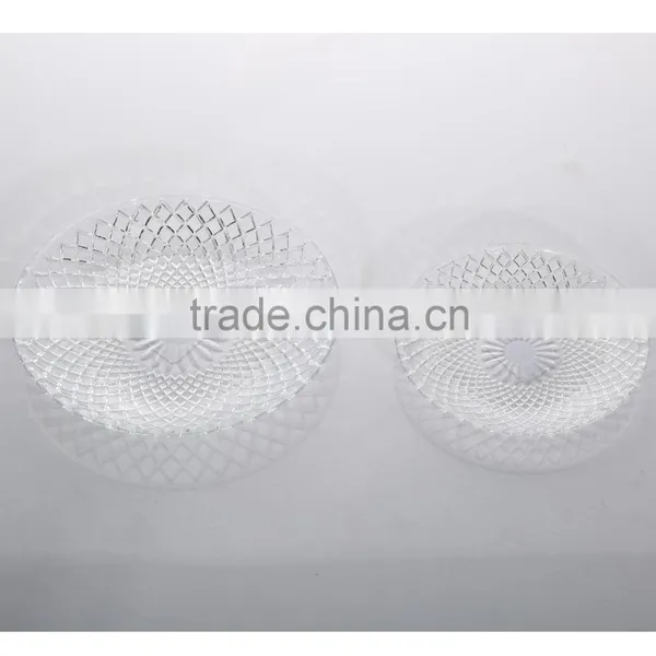 Wholesale Clear Set 4 Diamond Carving Round Glass Plate photo-2