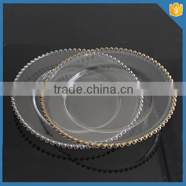 LXHY-P059 Crystal Wedding Charger Plate Antique Gold Plate Quality Choice photo-4