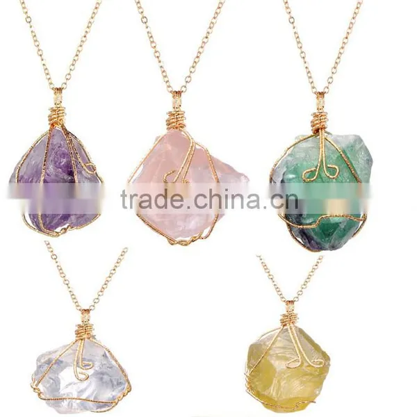 Natural Gemstones Hexagonal Pointed Colorful Pendant Charm Stones Beads Necklace photo-6