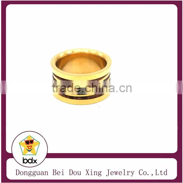 Bright 18K Gold Plated Stainless Steel 316 Fashion Reel Style Man Women Ring photo-2
