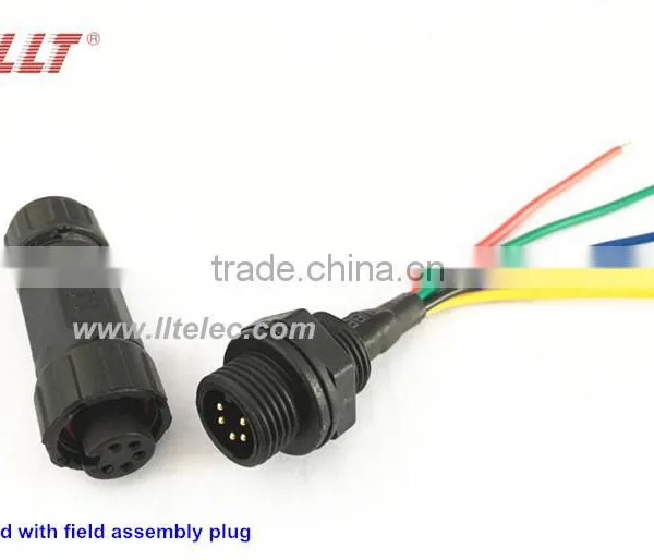 M12 5 pin panel mounted waterproof connector with pcb header