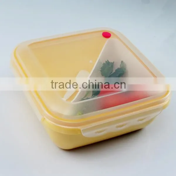 Leakproof Plastic Food Lunch Love Bento Box Storage Container Pale Yellow Clear photo-4