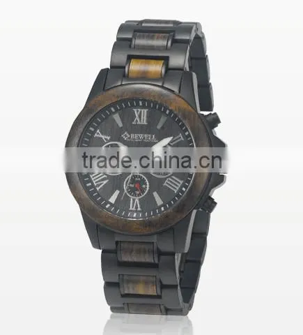 2016 Quartz Stainless Steel Back Wooden and Bamboo Mens Watch