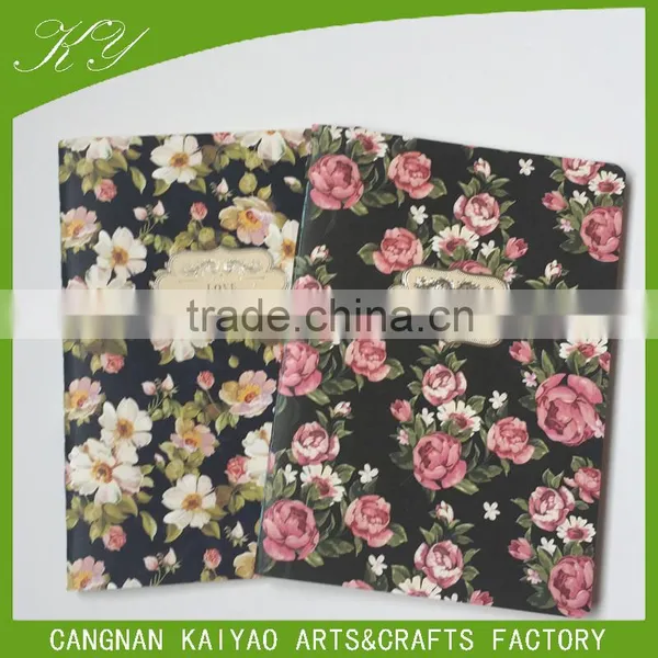 School Use Flower Printed Cover Blank Kraft Paper Diary Notebook photo-2
