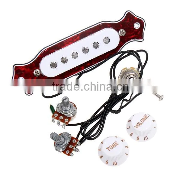 Red Chelonian Shell Sound Hole Magnetic Pickup for Folk Acoustic Electric Guitar photo-4