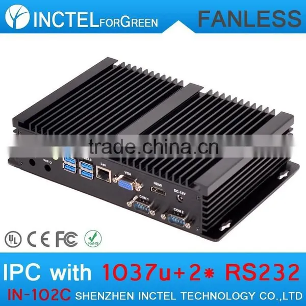 Fanless Mini pc Industrial Computer With 2 COM 4 USB 3.0 Intel Celeron 1037u photo-3