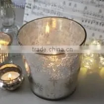 Antique Glass - Giant Star Silver Glass Votive - Wax Filled