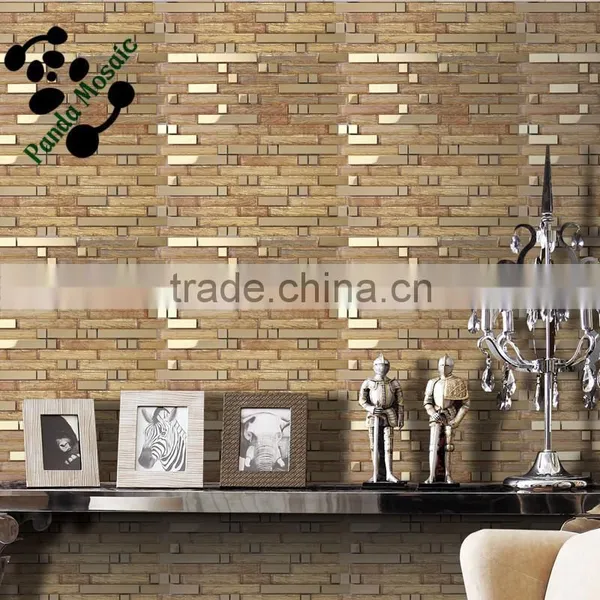 SMJ01 Wall Decorative Frosted Mosaic Glass Mosaic Tile Strips Gold Color Mosaic