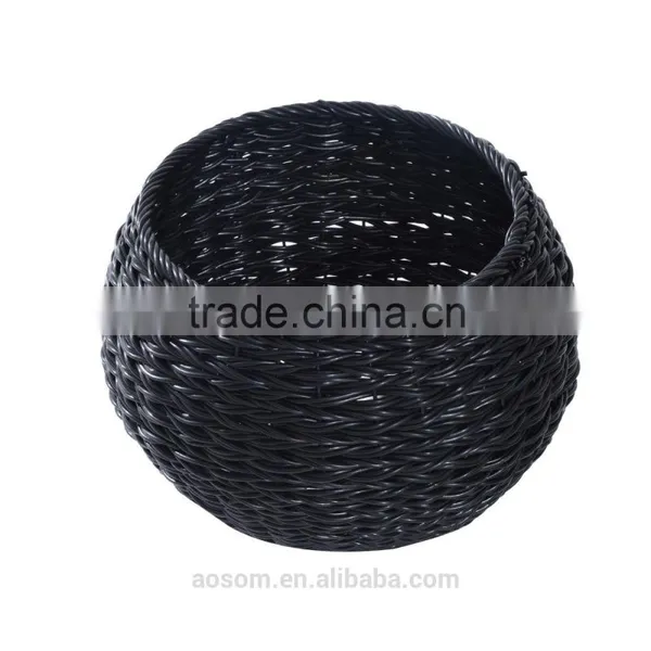 Pawhut Black/Beige 21" Hooded Rattan Wicker Elevated Cat Bed photo-5