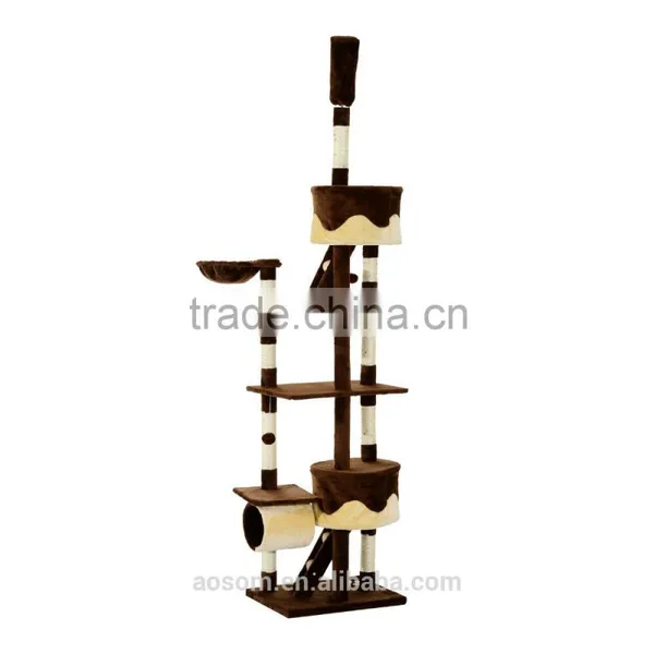 Pawhut Coffee Cream 260cm Cat Tree Kitten Activity Center photo-2