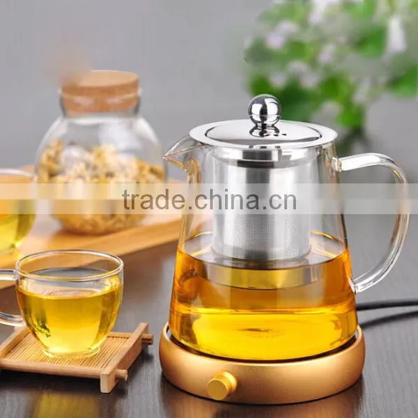 Hand Blown Glass Teapot Stainless Steel Infuser & Glass Lid Teapot Kettle Coffee photo-4