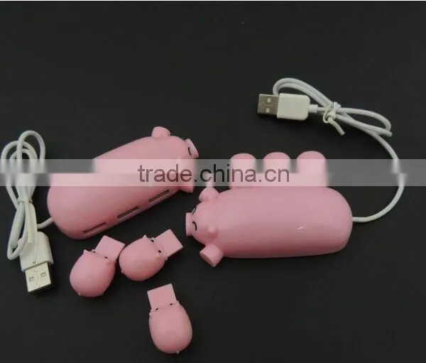 2015 Best Selling Pig Shape USB Hub Creative 3 USB Connect Computer USB Hub photo-4