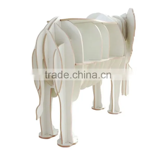 Puzzle Wood Craft Elephant Table Book Shelves Creative Animal Furniture photo-4