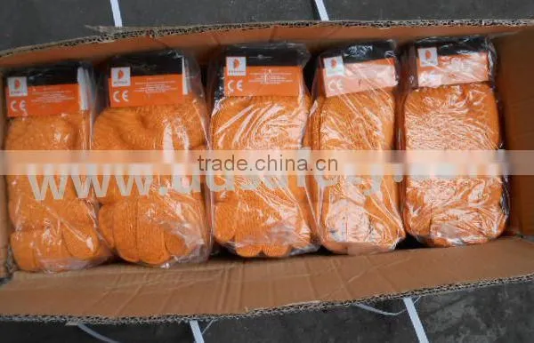 DDSAFETY 2017 Orange Cotton Polyester String Knitted PVC Honey Comb Both Sides Safety Fishing Gloves photo-6