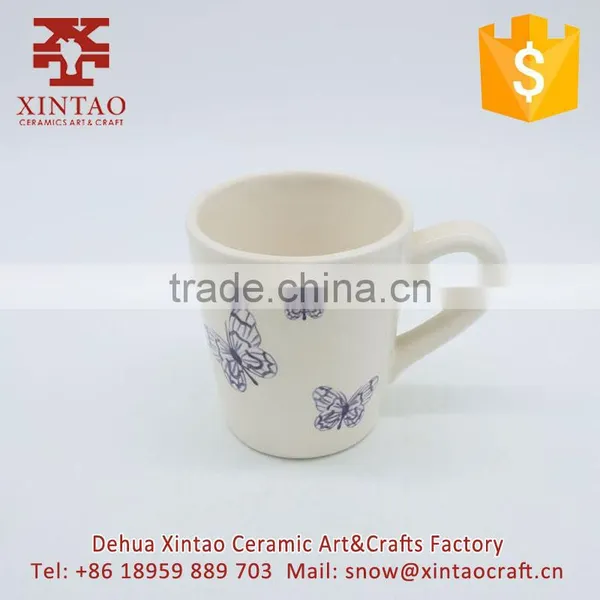 Glazed Full Hand Painted White With Blue Butterfly Ceramic Teapot photo-3