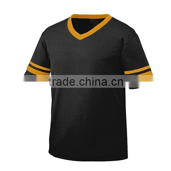 Sports Jersey Summer Cool Men Tee Cotton Sportswear Knit Contrast Two Tone Stripe Sleeve T Shirt Football Jersey New Model photo-3