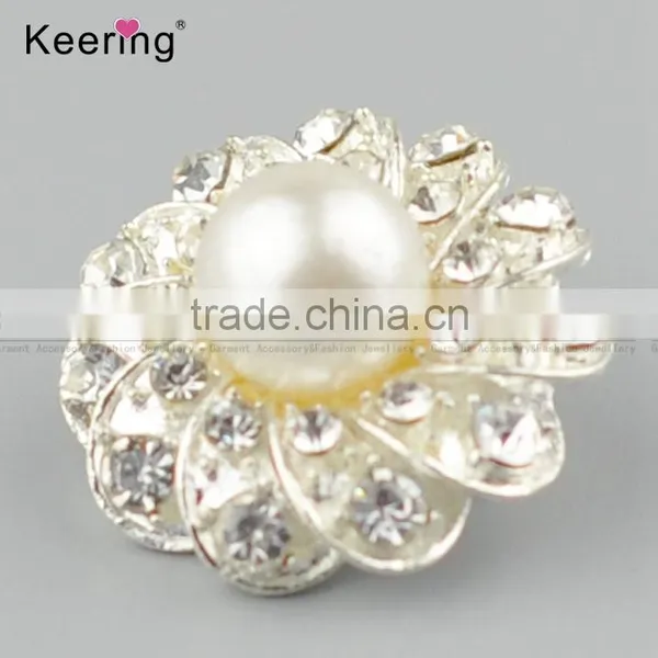 Fashionable Rhinestone Pearl Alloy Button for Decoration WBK-1479 photo-2