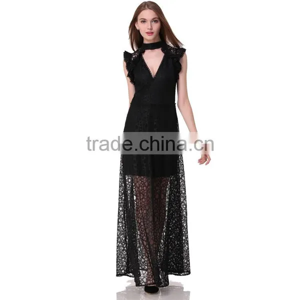 Domin Fashion Black Patterns for Lace Long Dress photo-3