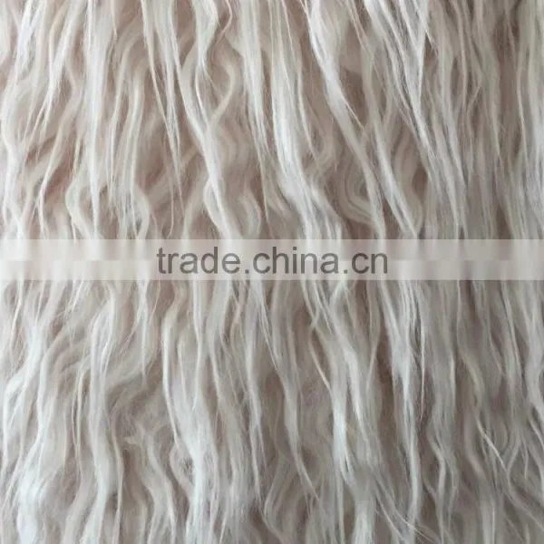Artificial Long White Curly Fur Fabric photo-2