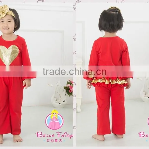 Hearts Printed Top & Pant Set Baby Clothing Set Red Valentine's Outfits Girl Valentine's Day photo-2