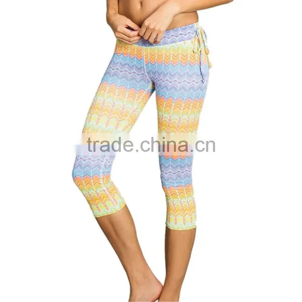 OEM 88% Polyamide 12% Elastane Compression Legging Fit Tight Fitness Waist Flag Capri Pants photo-6