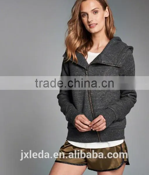 OEM 2016 High Quality in Printinm Wholesale Hemp Gray Full Zipper Fleece Jacket photo-5