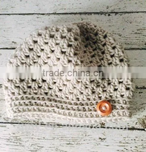Wood Button Pony Tail Holder Crochet Hat photo-4
